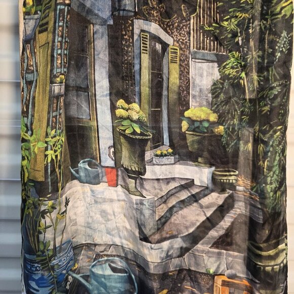 aventures des toiles Silk Scarf Garden Patio Print 70x17in Approximate main image 4